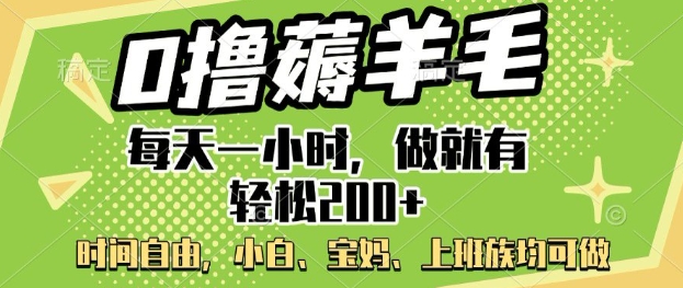 0撸薅羊毛，每天一小时，做就有轻松2张，小白宝妈，上班族均可做-大贝源码