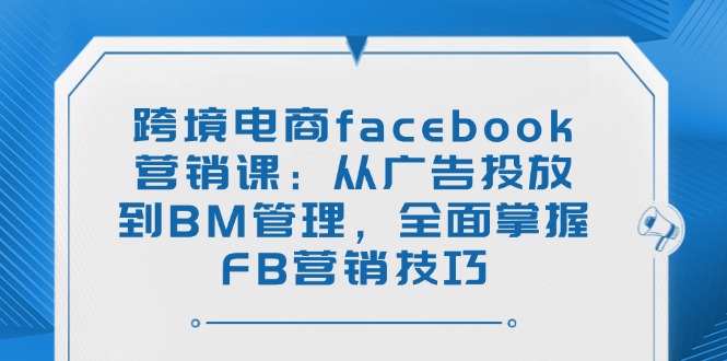 （14314期）跨境电商facebook营销课：从广告投放到BM管理，全面掌握FB营销技巧-大贝源码