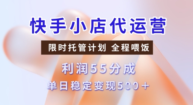快手小店代运营3.0，模式新升级，收益55分，稳定单日5张【揭秘】-大贝源码