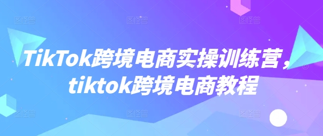 TikTok跨境电商实操训练营，tiktok跨境电商教程-大贝源码