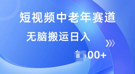 短视频中老年赛道，操作简单，多平台收益，无脑搬运日入多张-大贝源码