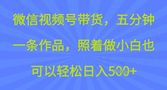 微信视频号带货，五分钟一条作品，照着做小白也可以轻松日入5张-大贝源码