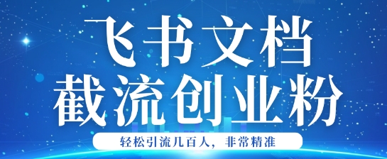 利用飞书文档截流创业粉轻松引流200+-大贝源码