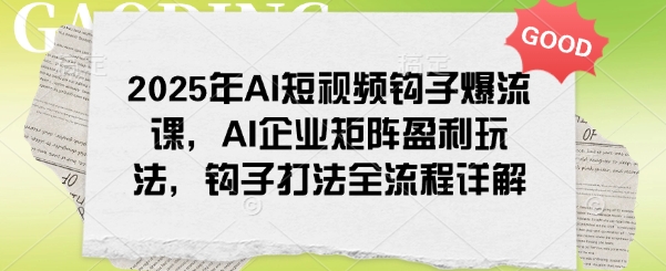 2025年AI短视频钩子爆流课，AI企业矩阵盈利玩法，钩子打法全流程详解-大贝源码