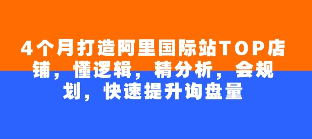 4个月打造阿里国际站TOP店铺，懂逻辑，精分析，会规划，快速提升询盘量-大贝源码