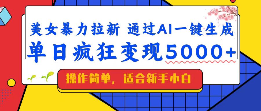 （14347期）美女暴力拉新，通过AI一键生成，单日疯狂变现5000+，纯小白一学就会！-大贝源码