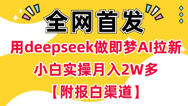 用deepseek做即梦Ai拉新 小白实操月入过W+【附报白渠道】-大贝源码