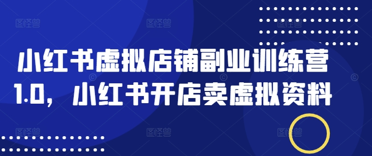 小红书虚拟店铺副业训练营1.0，小红书开店卖虚拟资料-大贝源码