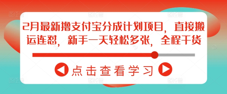 2月最新撸支付宝分成计划项目，直接搬运连怼，新手一天轻松多张，全程干货-大贝源码